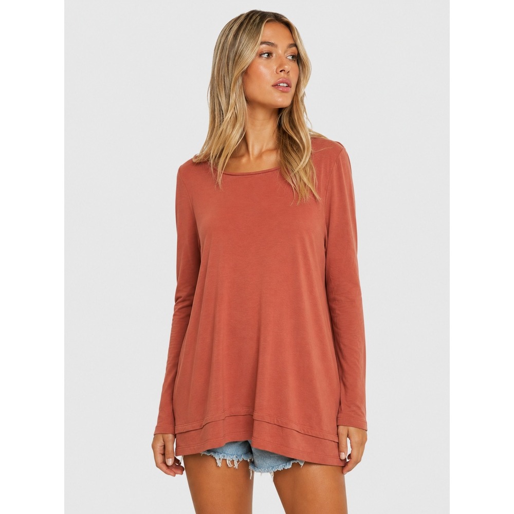 J. Jill Pure Jill Red Clay Orange French Terry Tunic Top XL 3/4 Sleeve NEW NWT